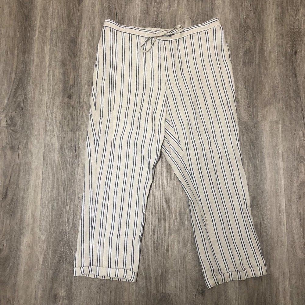 Coldwater Creek Women's Size Large and Extra Large Linen Pants Striped Lagenlook